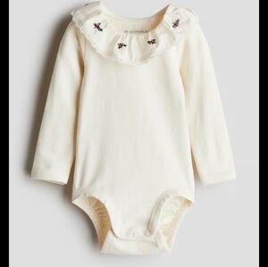 H&M Adorables Cotton Bodysuit White/Berries 2T